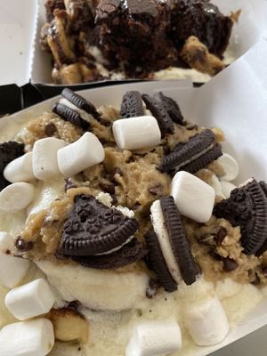 Cinnamon roll with cookie dough and marshmallows  at Cinnaholic in San Jose