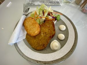 Vegan schnitzels  at Sweet Life Cafe in Leongatha
