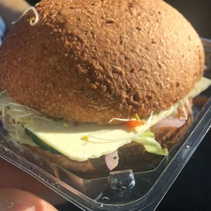 Ham and salad roll   at Flour of Life Bakery in Helensvale