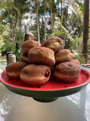 Jam and custard filled donuts  at Flour of Life Bakery in Helensvale