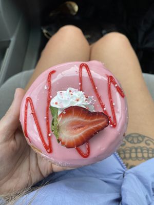 Strawberry donut  at Flour of Life Bakery in Helensvale