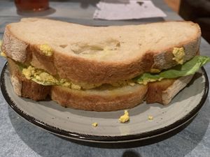 Curry egg sandwich  at Flour of Life Bakery in Helensvale