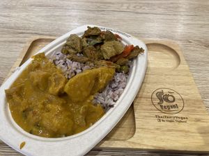 Rice and 2 options. Great value  at So​ Vegan in Bangkok