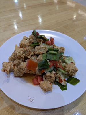 Skin Tofu Roll Spicy Salad at So​ Vegan in Bangkok