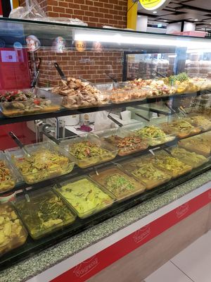 A variety of dishes. 89 baht for Rice with 3 Dishes. at So​ Vegan in Bangkok