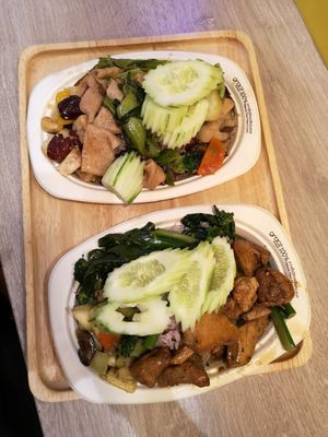 2 rice with 3 items each for 120 THB amazing taste at So​ Vegan in Bangkok