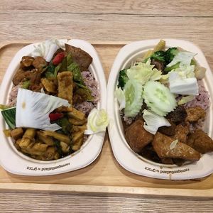 Delicious tofu, rice and veggies at So​ Vegan in Bangkok