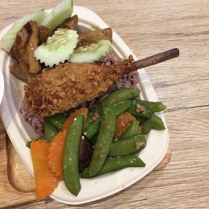 "chicken leg"  with a lemongrass "bone" - tasty and kind of genius) at So​ Vegan in Bangkok