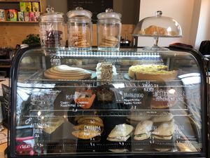 Vegan options marked with a (v)  at Trago in Leipzig