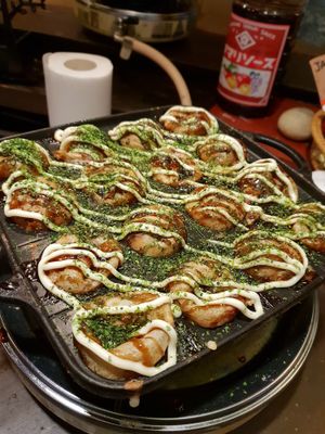 16pc takoyaki for 1000¥. it was so filling!! at Self Takoyaki Bar IDUCO in Osaka