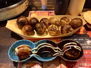 Yummy vegan tacoyaki  at Self Takoyaki Bar IDUCO in Osaka