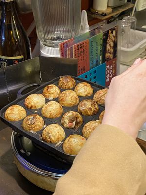 Almost done cooking! at Self Takoyaki Bar IDUCO in Osaka
