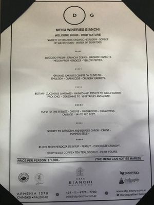 Vegan Tasting Menu (we were there late December 2017) at Dario Gualtieri Bistro in Buenos Aires