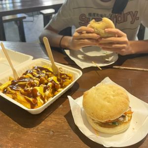 amazing burgers but those chips! 100% vegan  at Just Poppy's in Riverhills