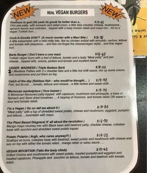 Just Poppy's Vegan Burger Menu at Just Poppy's in Riverhills