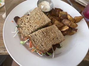 3 little birds w/ home potatoes   at The Beet Box Cafe in Kailua