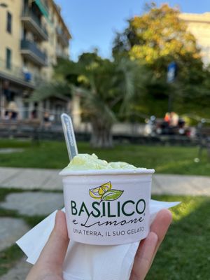 Basil and lemon ice cream  at Basilico e Limone in Levanto