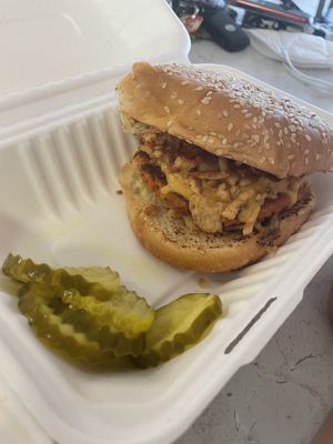 BBQ burger  at Common Roots Cafe in Rye