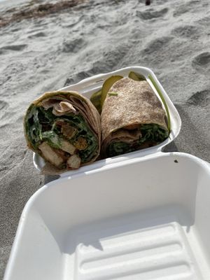 Chicken Caesar wrap-vegan and AMAZING  at Common Roots Cafe in Rye