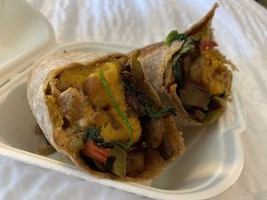 Vegan plant burrito- heavenly!!!! at Common Roots Cafe in Rye