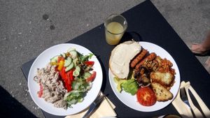 Jackfruit 'tuna' salad and vegan breakfast  at Good Intentions in Christchurch