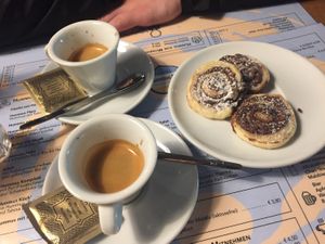 Espresso and dessert  at Hummus Küch' in Frankfurt