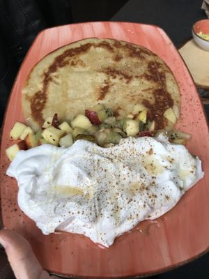Pancake with fruits and cream at Vabiou's in Hamburg