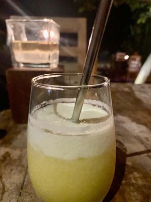 Excellent Piña colada made with fresh coconut cream   at Beach Restaurant in Arugam Bay