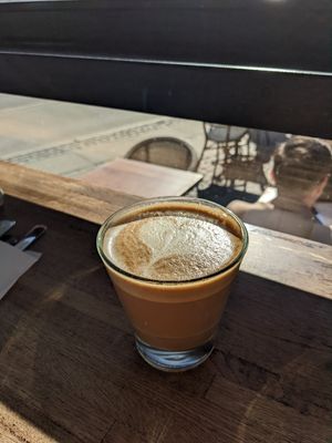 Oat latte with a heart ♥ at Cafe Hoegs in Copenhagen