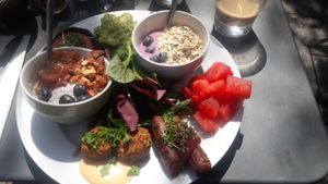 Brunch plate at Cafe Hoegs in Copenhagen