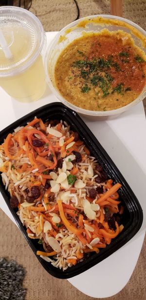 Lentil Stew and Palaw rice.. so good! All vegan. at Afghan Kitchen in Surrey