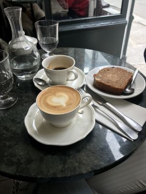 Coffee and banana bread  at Cuppa Cafe in Paris