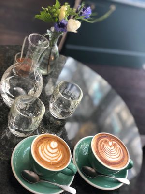 Flat White + Cappucino  at Cuppa Cafe in Paris