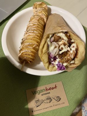 Pita + crisps  at Vegan Beat in Athens