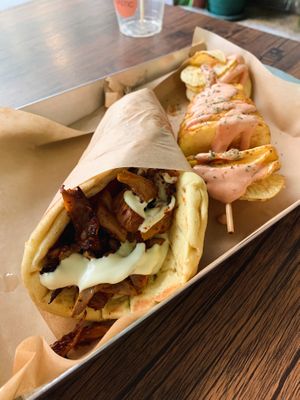 Gyros and crisps! So good!  at Vegan Beat in Athens