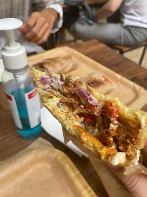 Amazing vegan gyros w mushroom «meat" at Vegan Beat in Athens