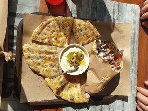 Gyros, tzatziki and pita at Vegan Beat in Athens