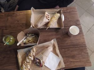 Yummy, oyster mushroom gyros at Vegan Beat in Athens