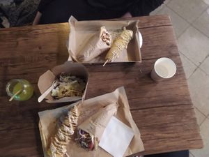 Yummy, oyster mushroom gyros at Vegan Beat in Athens