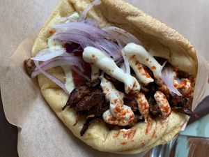 Mushroom gyros  at Vegan Beat in Athens