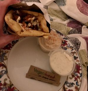 Space Gyro with hummus and tzatziki at Vegan Beat in Athens