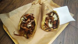 Mushroom gyros at Vegan Beat in Athens