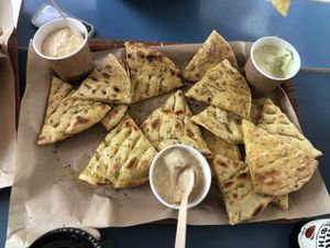 Pita with hummus & tzatziki   at Vegan Beat in Athens