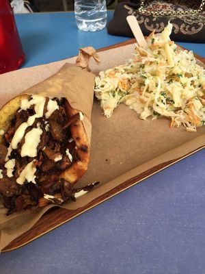 space gyros with coleslaw at Vegan Beat in Athens