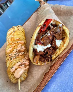 Space Gyrose & Spiral Potato  at Vegan Beat in Athens