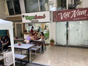 Front entrance at Vegan Beat in Athens