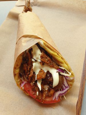 Space gyros (mushroom) €4.50 at Vegan Beat in Athens