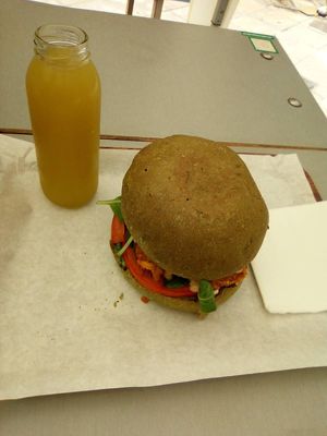 Cauliflower burger at Vegan Beat in Athens