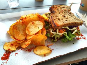 Avocado-omelette at Vegan Beat in Athens