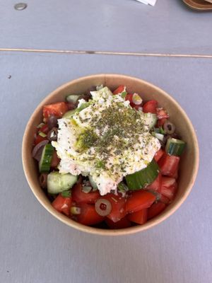 Greek salad  at Vegan Beat in Athens